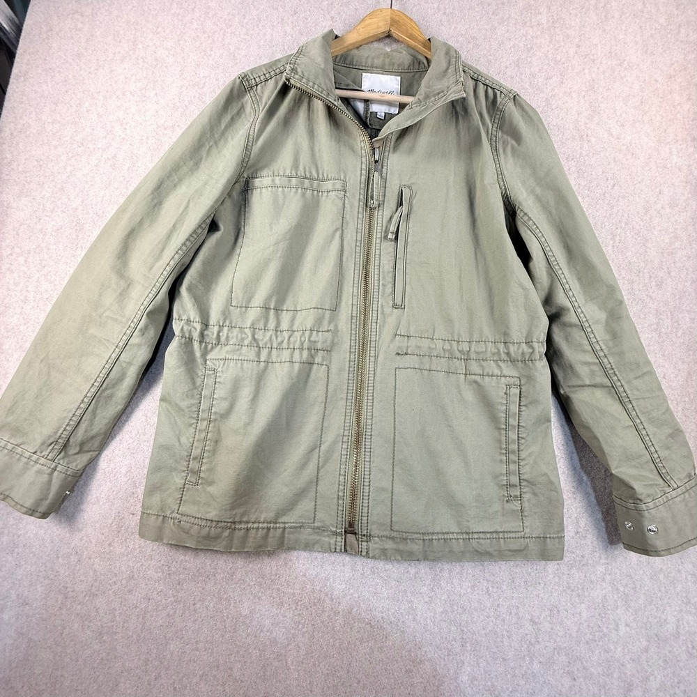 Madewell Womens Large Olive Green Utility Field Jacket Cotton Full Zip Jacket